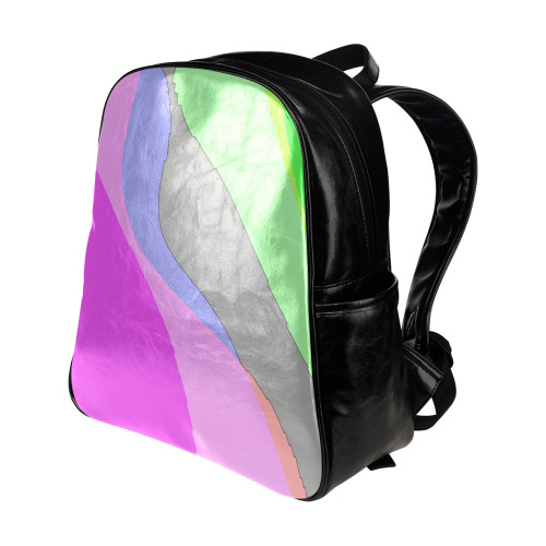 Abstract 703 - Retro Groovy Pink And Green Multi-Pockets Backpack (Model 1636)