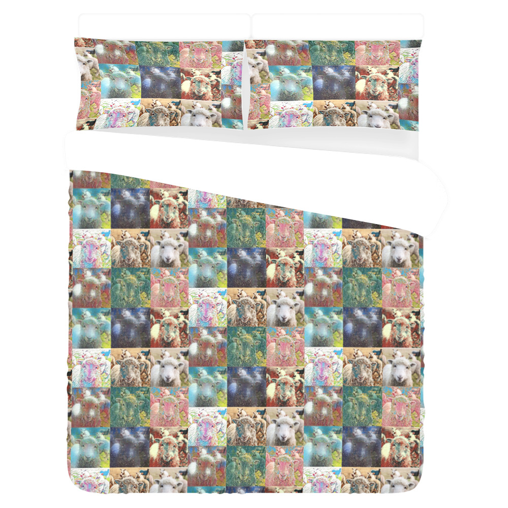 Sheep With Filters Collage 3-Piece Bedding Set