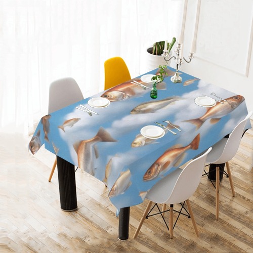 Raining fish Cotton Linen Tablecloth 60"x 84"