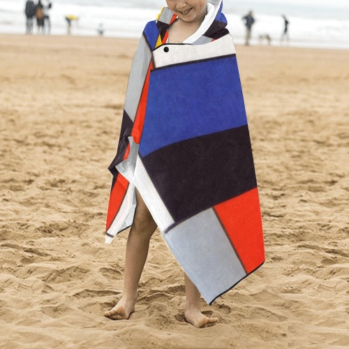 Composition A by Piet Mondrian Kids' Hooded Bath Towels