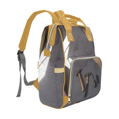 My DIY project in WV orange brown straps Multi-Function Diaper Backpack/Diaper Bag (Model 1688)