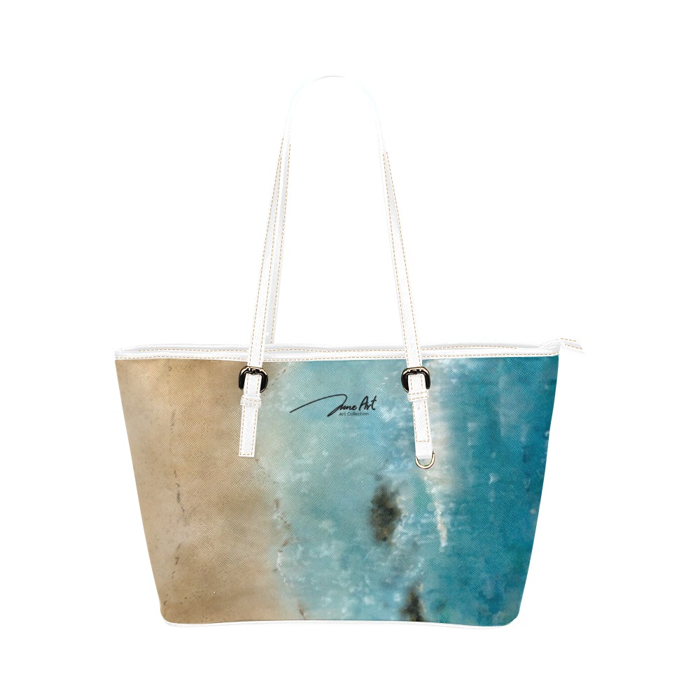 Blue Water By June Yu Leather Tote Bag/Small (Model 1651)