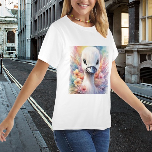 Rainbow Birds Swan 2 Women's T-Shirt in USA Size (Front Printing) (Model T78)