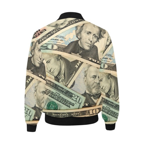 US PAPER CURRENCY All Over Print Quilted Bomber Jacket for Men (Model H33)