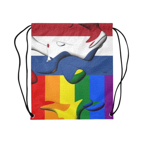 Netherland Pride Flag Pop Art by Nico Bielow Large Drawstring Bag Model 1604 (Twin Sides)  16.5"(W) * 19.3"(H)