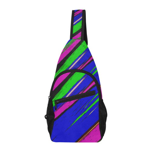 Diagonal Green Blue Purple And Black Abstract Art All Over Print Chest Bag (Model 1719)