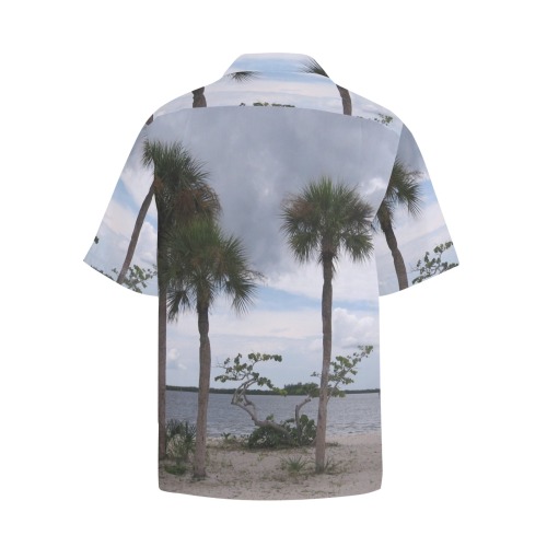 Charlotte Palms Hawaiian Shirt with Chest Pocket (Model T58)
