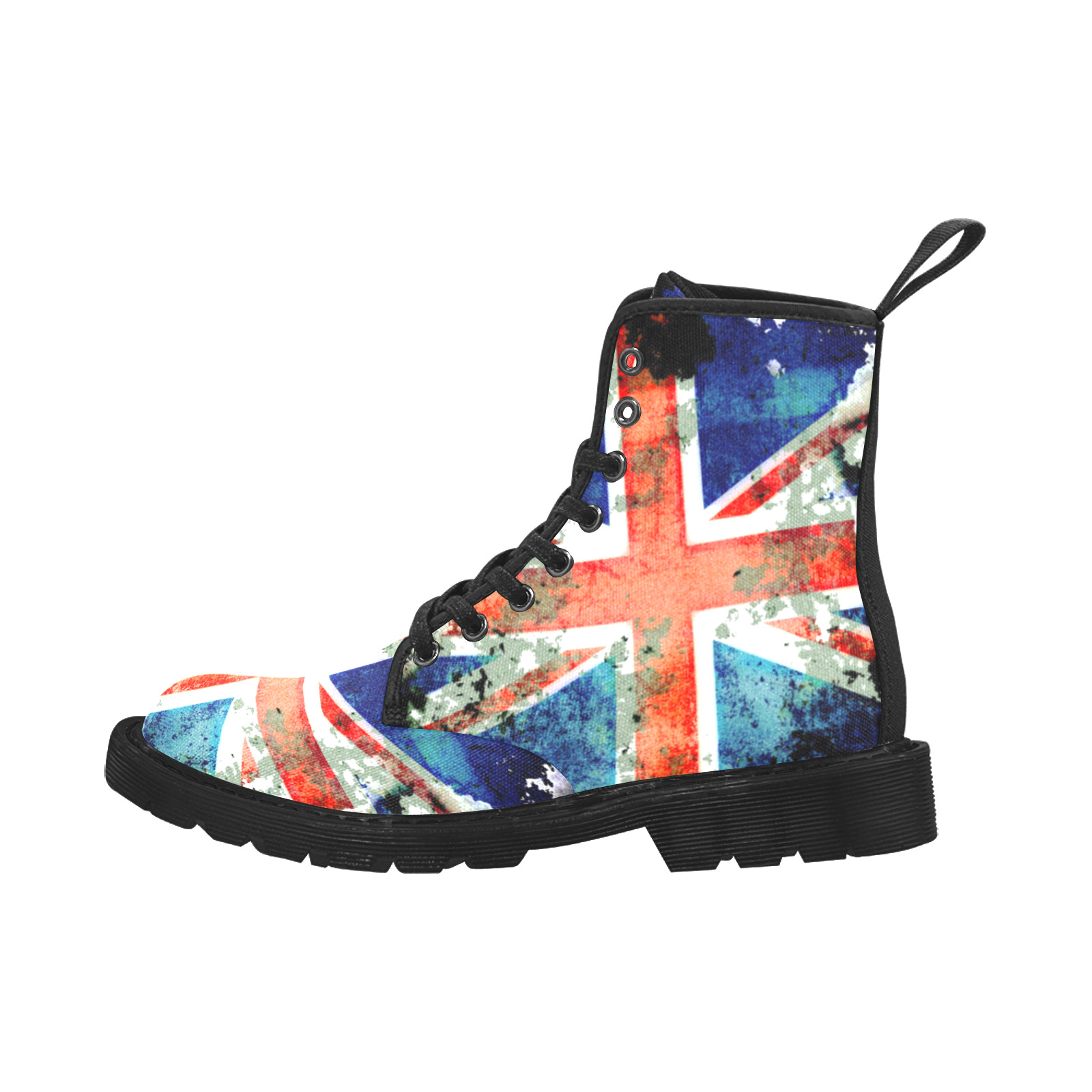 Extreme Grunge Union Jack Flag Martin Boots for Men (Black) (Model 1203H)