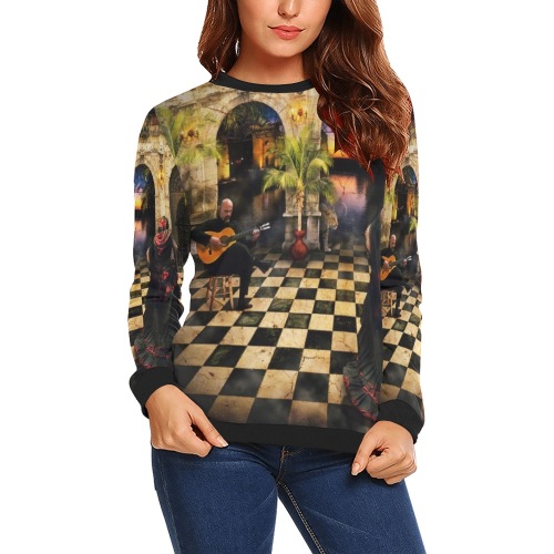 The Flamenco Palace All Over Print Crewneck Sweatshirt for Women (Model H18)