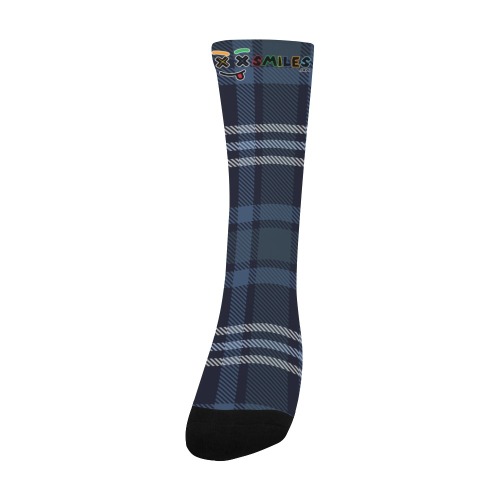 XXsmiles Blue Plaid Sock Men's Custom Socks