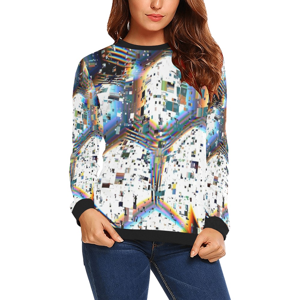 glitch globes All Over Print Crewneck Sweatshirt for Women (Model H18)