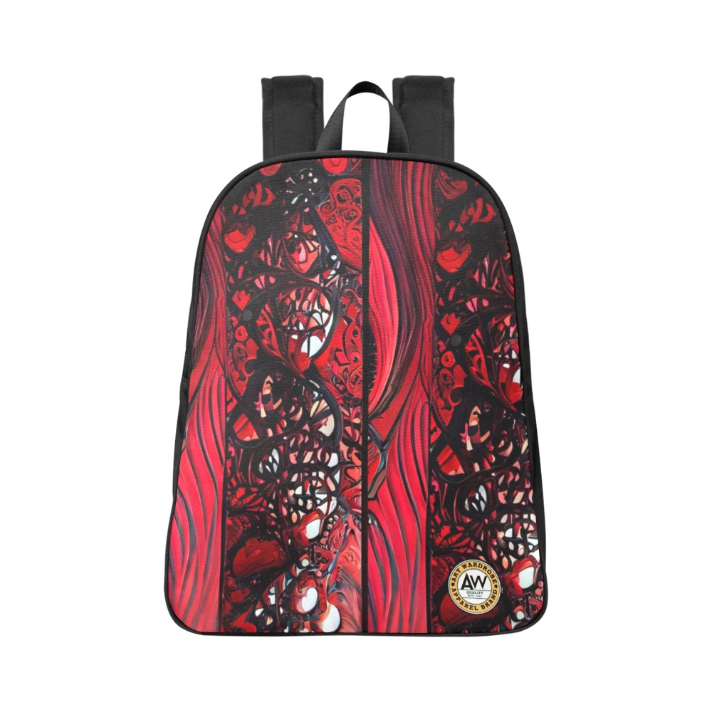 red and black intricate pattern 1 Fabric School Backpack (Model 1682) (Large)