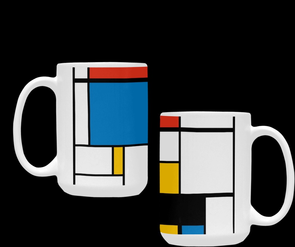 Mondrian De Stijl Modern Custom Ceramic Mug (15OZ)