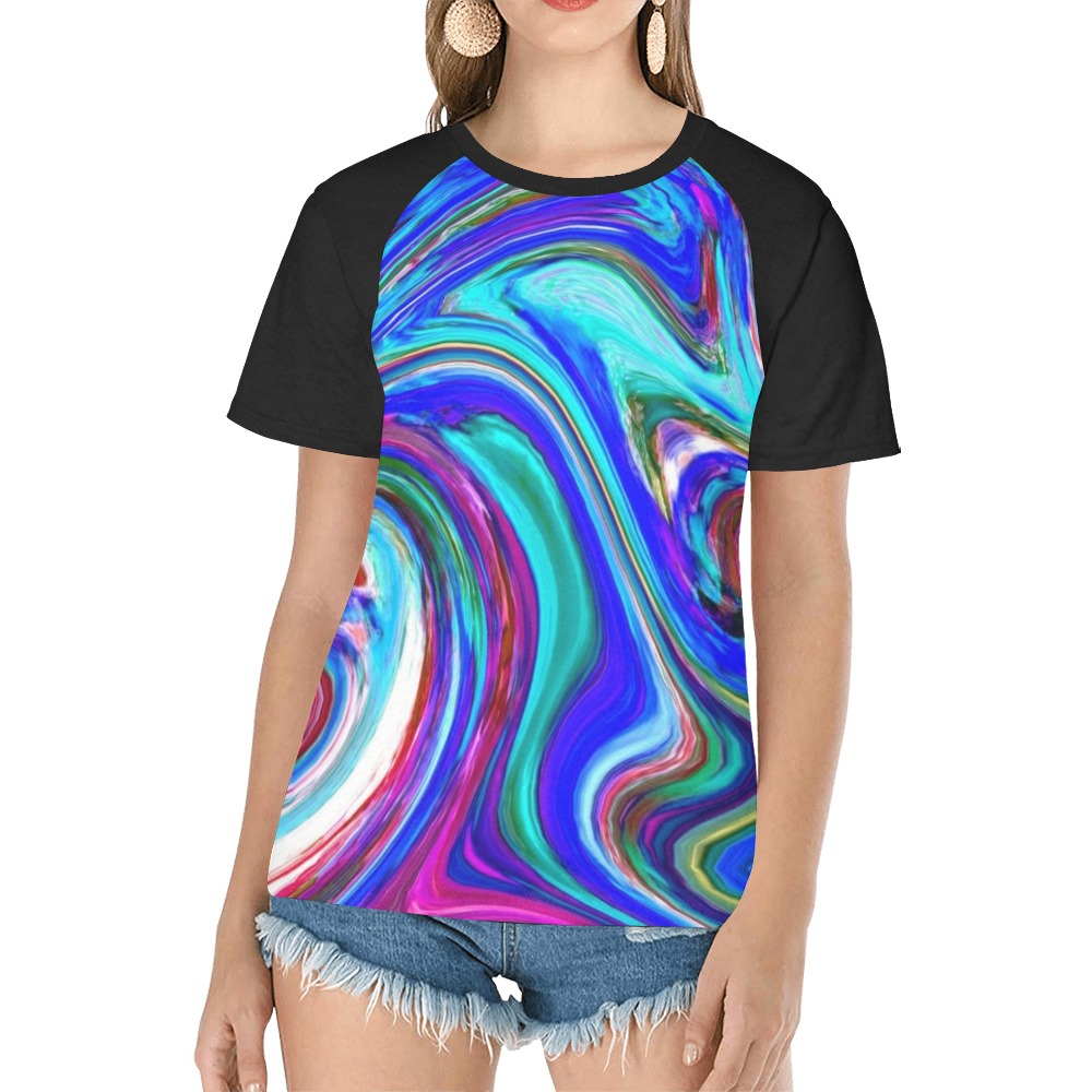 Colorful Abstract Women's Raglan T-Shirt/Front Printing (Model T62)