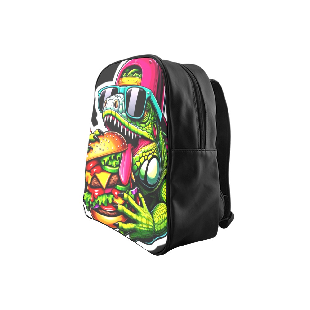 IGUANA EATING CHEESEBURGER 3 School Backpack (Model 1601)(Small)