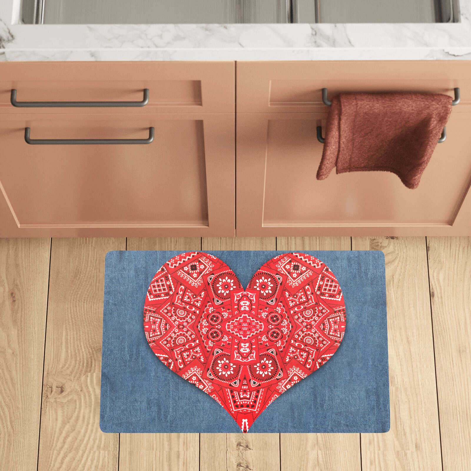Bandana Heart Shape Kitchen Mat 28"x17"