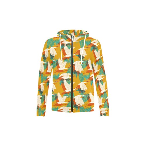 CRANES FLYING IN THE SUNSET All Over Print Full Zip Hoodie for Kid (Model H14)