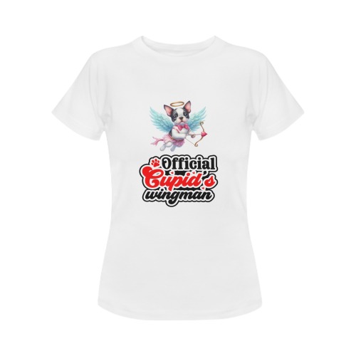 Cupid Boston Terrier Official Cupid's Wingman Women's T-Shirt in USA Size (Two Sides Printing)