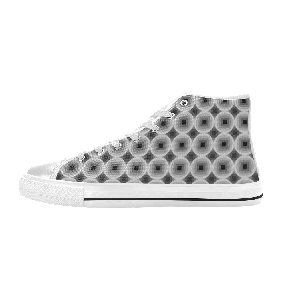 Black and White Print (D5623631) Men’s Classic High Top Canvas Shoes (Model 017)