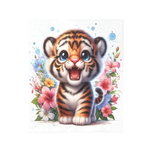 Watercolor Tiger 1 Quilt 50"x60"