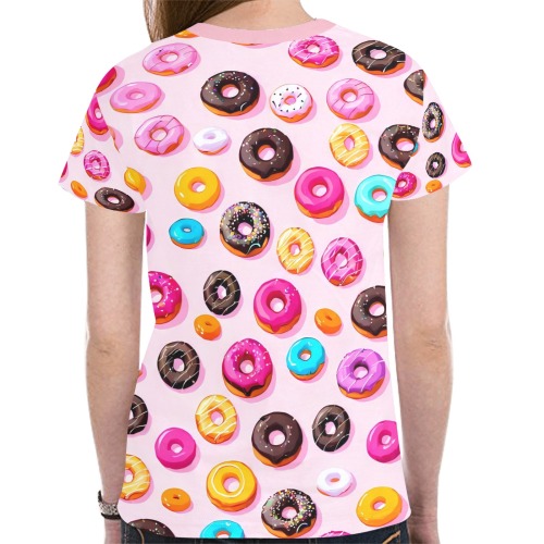 Donut Pattern New All Over Print T-shirt for Women (Model T45)