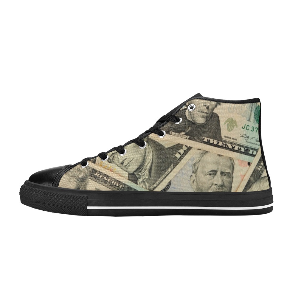 US PAPER CURRENCY Men’s Classic High Top Canvas Shoes (Model 017)