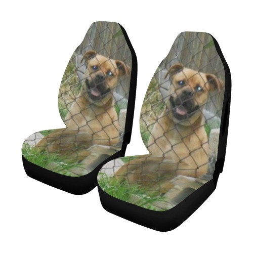 A Smiling Dog Car Seat Cover Airbag Compatible (Set of 2)