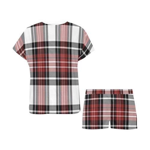 Red Black Plaid Women's Short Pajama Set