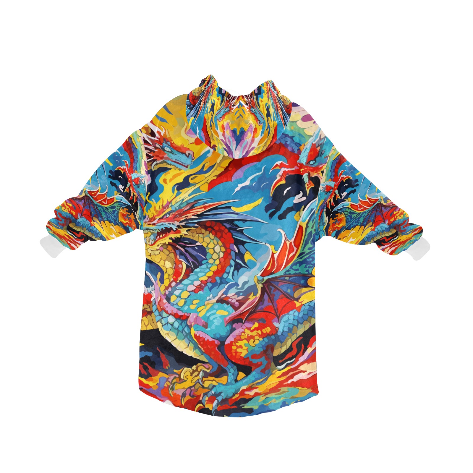 Amazing fairy dragons, fire and flames art. Blanket Hoodie for Men