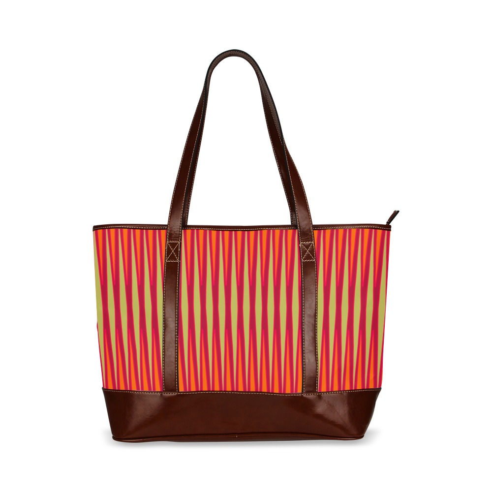 Tribal striped cream orange deep magenta Tote Handbag (Model 1642)