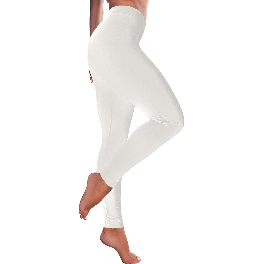 White Alyssum Women's Low Rise Leggings (Invisible Stitch) (Model L05)