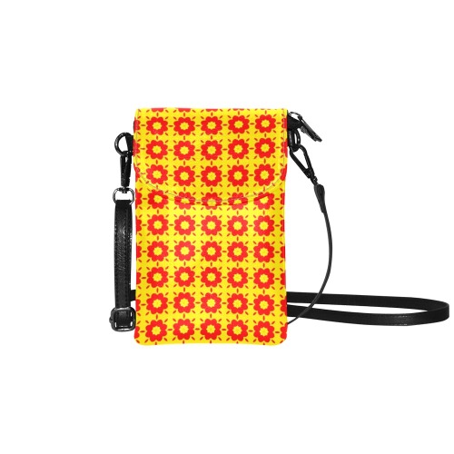 Red Flowers on Yellow Small Cell Phone Purse (Model 1711)
