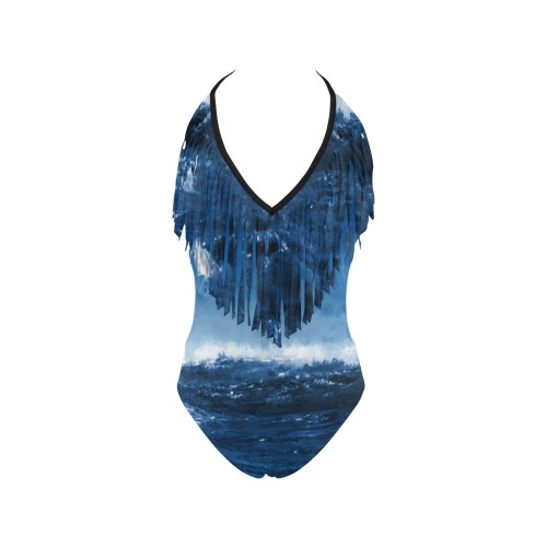 big waves Women's Fringe Swimsuit (Model S32)