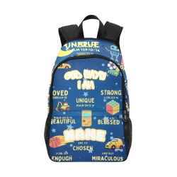 God Says I Am Backpack _Blue Fabric Backpack with Side Mesh Pockets (Model 1659)