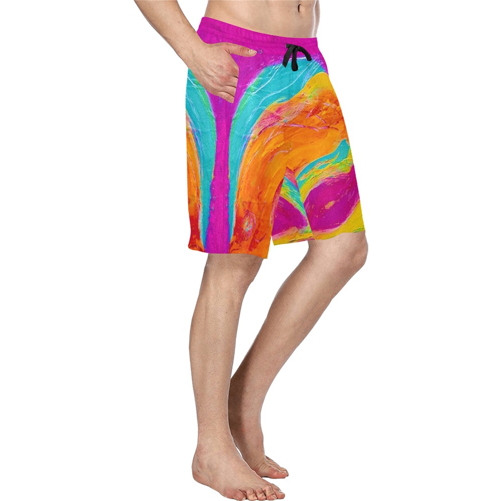 Pink Fish Collection Men's All Over Print Casual Shorts (Model L23)