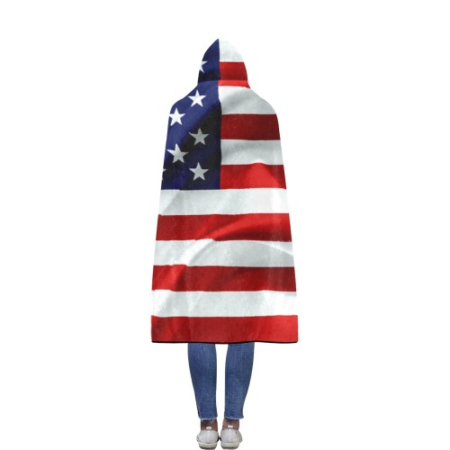 America Flag Banner Patriot Stars Stripes Freedom Flannel Hooded Blanket 56''x80''