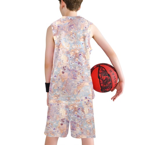 marbling 8-1 Boys' V-Neck Basketball Uniform