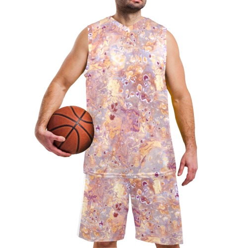 marbling 8-2 Men's V-Neck Basketball Uniform