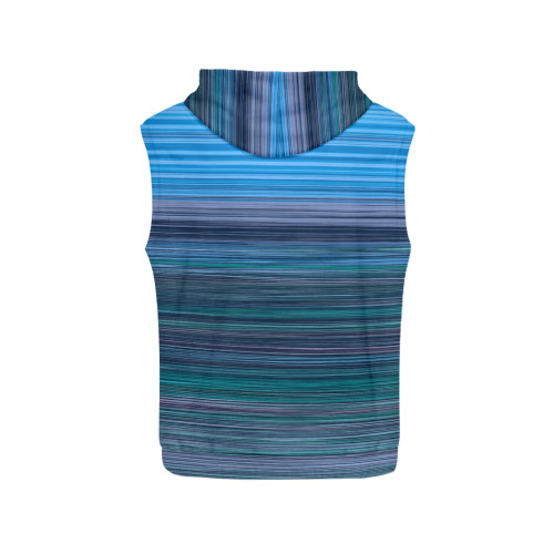 Abstract Blue Horizontal Stripes All Over Print Sleeveless Hoodie for Men (Model H15)