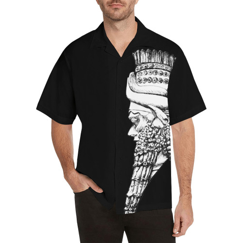 Elegant Lamassu Black and white Hawaiian Shirt (Model T58)