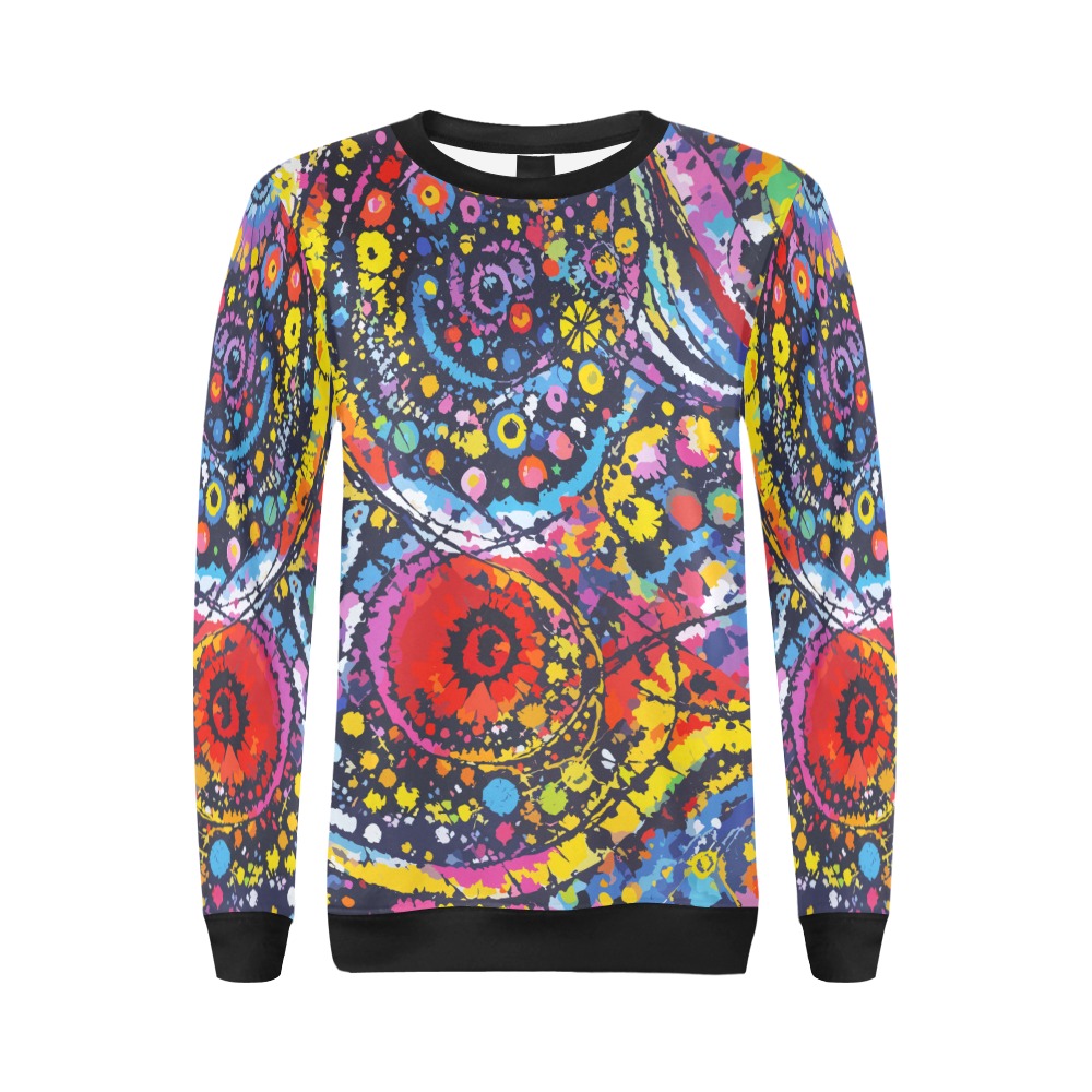 Colorful abstract art on the tie-dye theme. All Over Print Crewneck Sweatshirt for Women (Model H18)