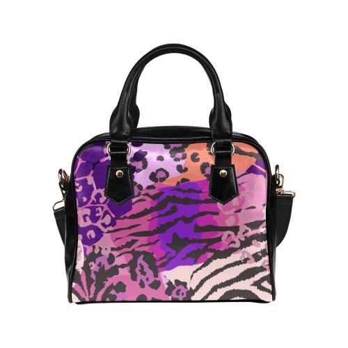 Purple Abstract - Camo and Animal Print Shoulder Handbag (Model 1634)
