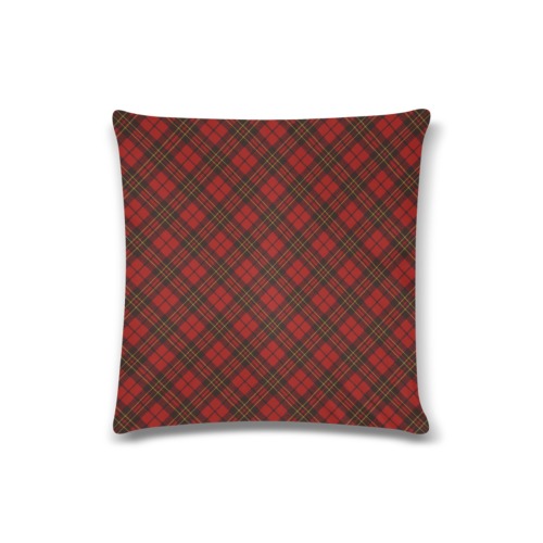 Red tartan plaid winter Christmas pattern holidays Custom Zippered Pillow Case 16"x16"(Twin Sides)