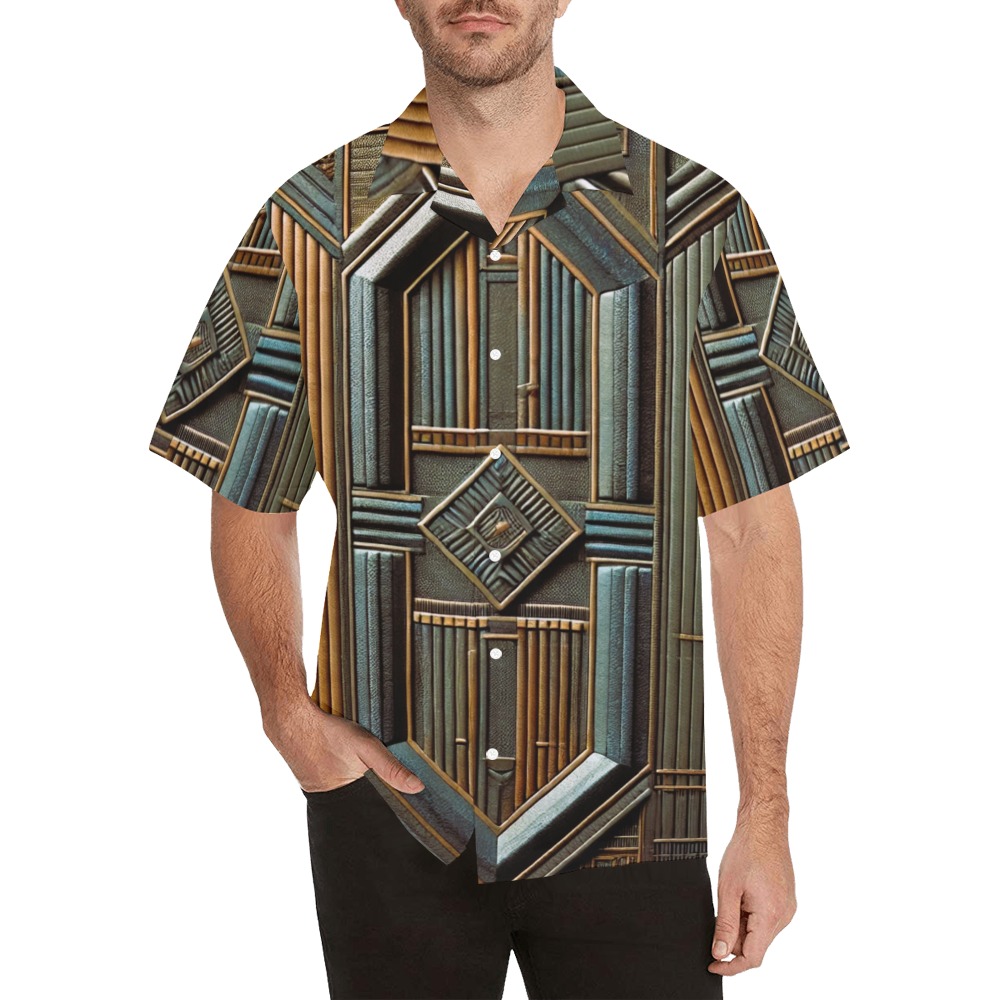 Iron elegance Hawaiian Shirt with Merged Design (Model T58)