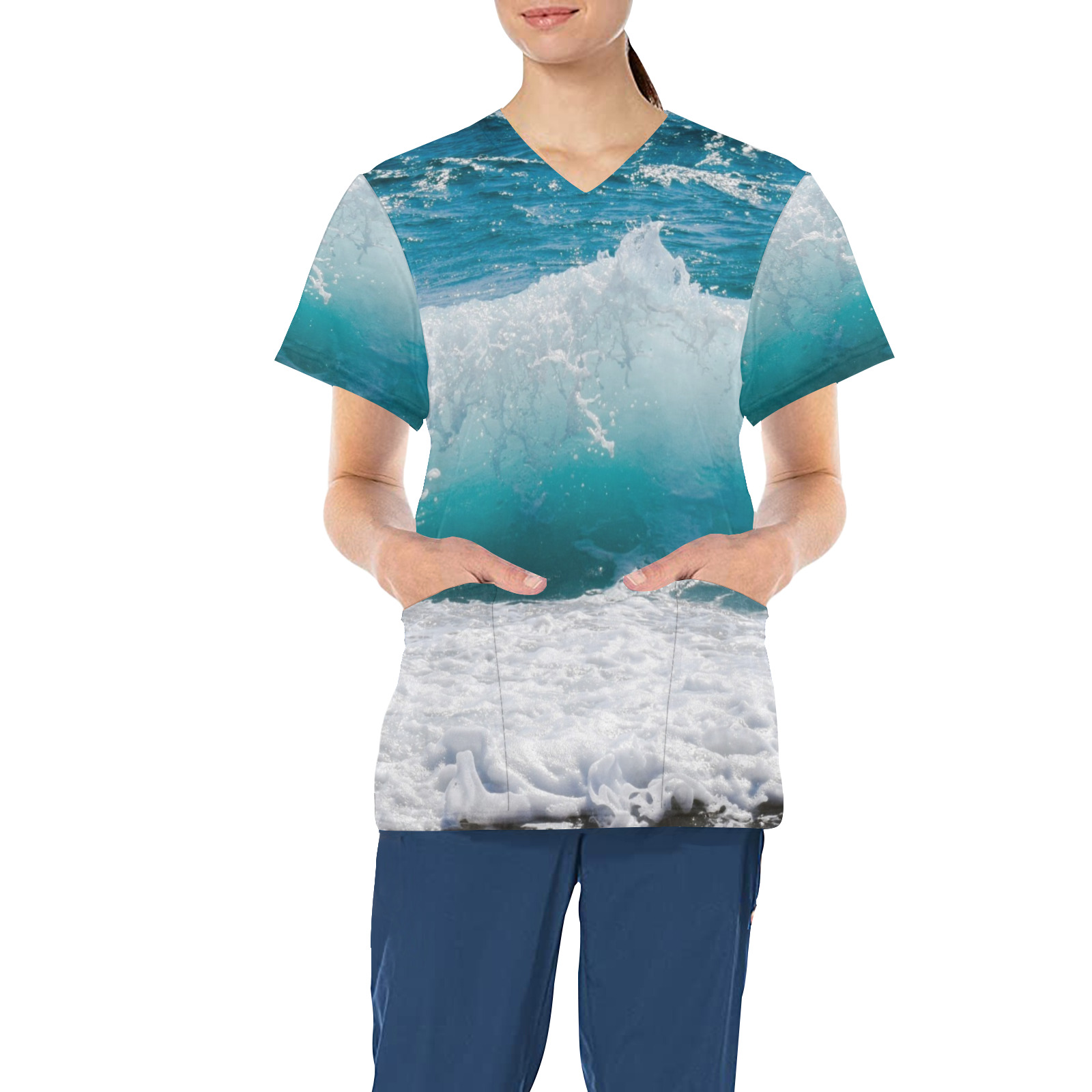 Beach Waves Children's Ward All Over Print Scrub Top