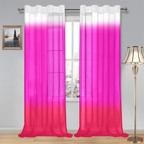 Ombre Pinks Gauze Curtain 28"x95" (Two-Piece)
