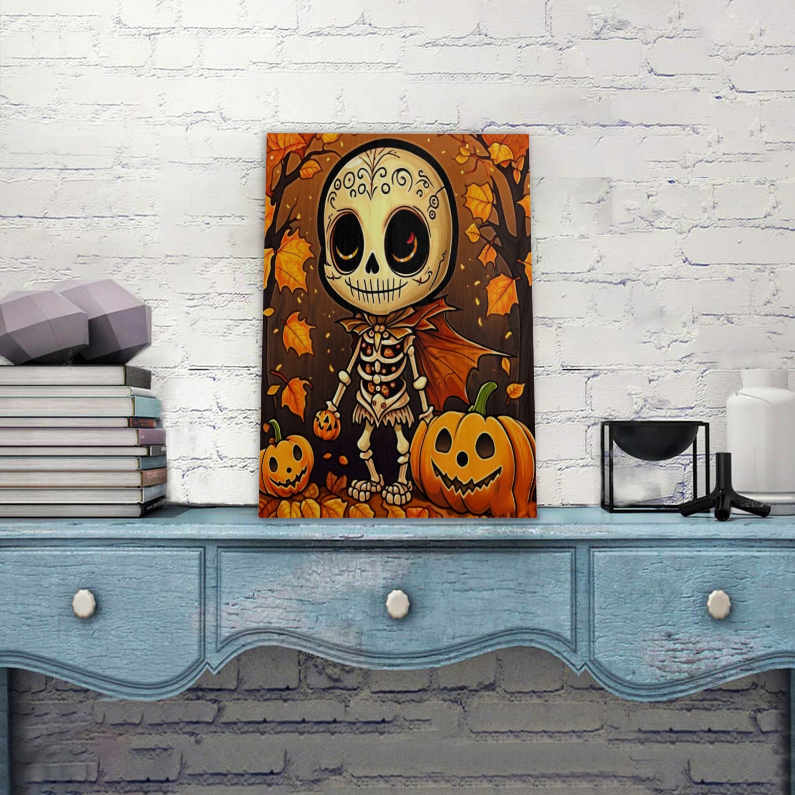 Halloween Skeleton 1 Wood Print 8"x12"