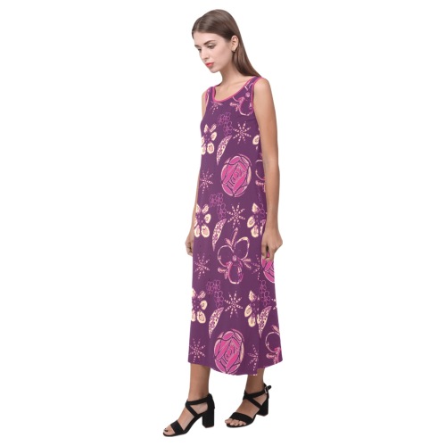 Be Unique Floral Design Phaedra Sleeveless Open Fork Long Dress (Model D08)