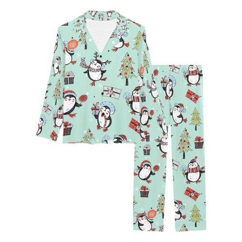 Christmas Penguins Women's Long Pajama Set