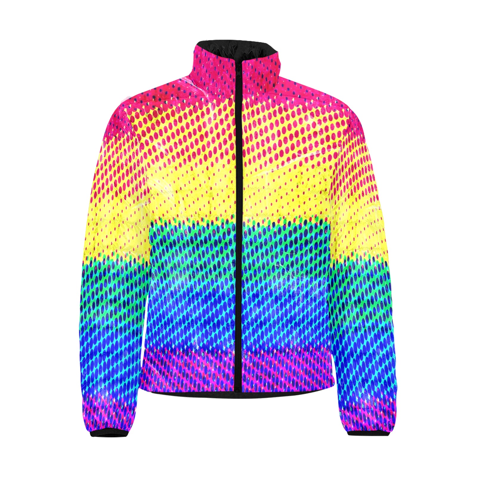 Rainbow Pride by Nico Bielow Men's Stand Collar Padded Jacket (Model H41)